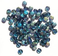 100 6x3mm Transparent Montana Blue AB Disk Beads